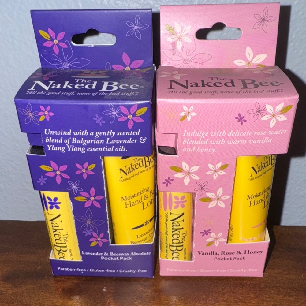 TWO NIP The Naked Bee Lotion Lip Balm Set Pocket Pack Vanilla Lavender